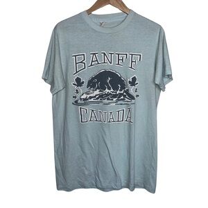 Quality Goods Banff Canada National Park Single Stitch Pale Blue T-shirt Large
